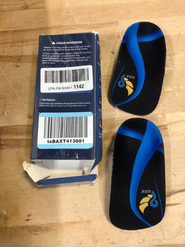 Photo 2 of 3/4 Arch Support Insoles for Women/Men,QBK Orthotics Shoe Insoles High Arch Supports Shoe Insoles for Plantar Fasciitis, Flat Feet, Over-Pronation,Height Increase Insoles, Heel Cushion Inserts?M Blue M:(Men6.5-8.5/Women7.5-9.5)