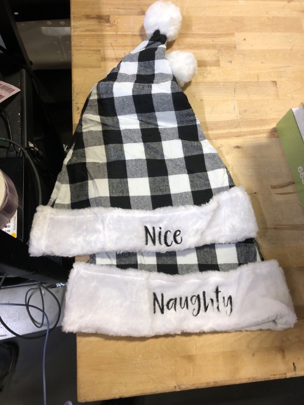 Photo 1 of 2 PCS CHRISTMAS HAT BLACK WHITE NICE NAUGHTY