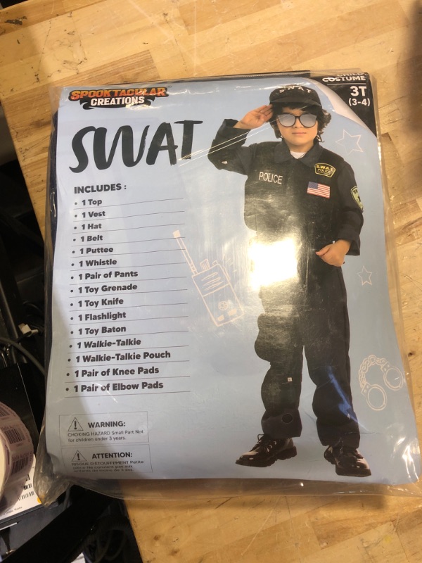 Photo 2 of Spooktacular Creations Kids SWAT Costume, S.W.A.T. Police Officer Costume for Boys Halloween Dress Up Toddler (3-4yr)