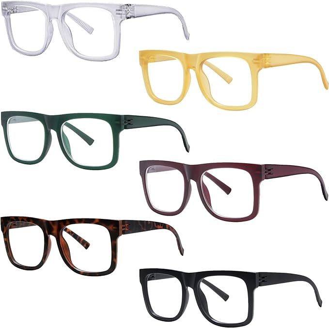 Photo 1 of Oversized Reading Glasses with Screwless Spring Hinge Metalless Stylish 6 Pack Readers for Women Men +3.00
