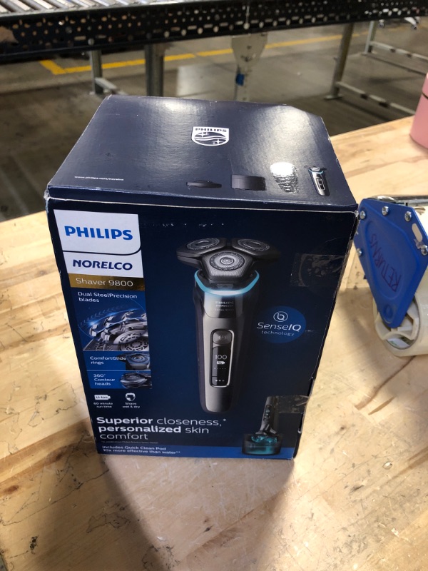 Photo 2 of Philips Norelco 9800 Rechargeable Wet & Dry Electric Shaver with Quick Clean, Travel Case, Pop up Trimmer, Charging Stand, S9987/85 New Shaver 9800 with Charging Stand