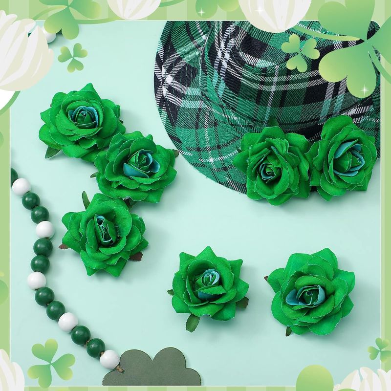 Photo 1 of Yilloog 12 Pack Rose Hair Clip Flower 2.8'' Hairpin Floral Brooch Floral Hair Clips Mexican Hair Flowers Hairpin Party Supplies for Women Rose Hair Accessories Wedding Pack(Green)
