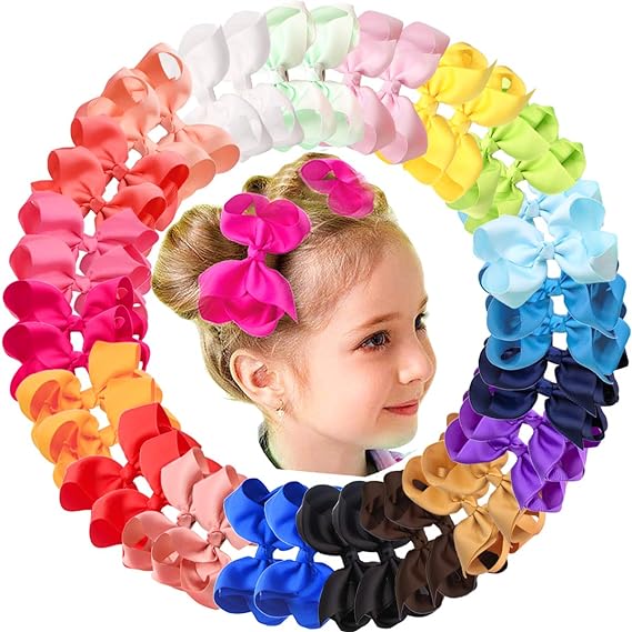 Photo 1 of JOYOYO 40Pcs 4.5" Hair Bows Alligator Clips Grosgrain Ribbon Big Bows Clips For Girls Toddlers Kids Children 20 Colors In Pairs
