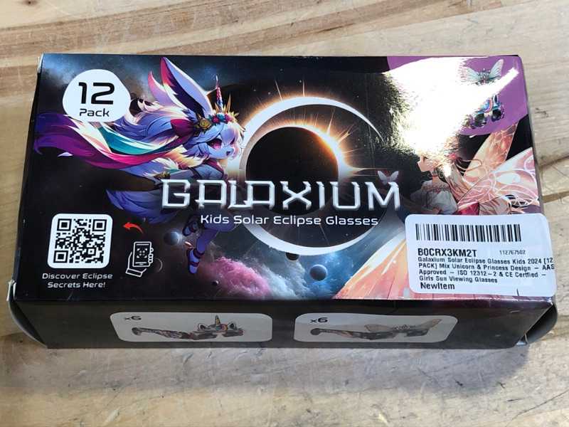 Photo 2 of Solar Eclipse Glasses Kids AAS Approved 2024 - Galaxium [12 Pack] Mix Unicorn & Princess Design - ISO 12312-2 & CE Certfied