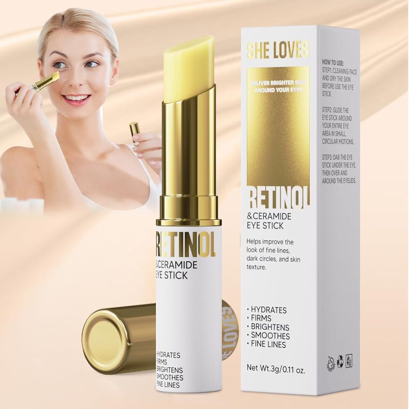 Photo 1 of Retinol Eye Stick, Eye Cream for Dark Circles and Puffiness, Eye Brightening Cream for Hydration, Wrinkles in 3-4 Weeks, Travel Portability Anti-Aging Eye Cream for Bags Under Eye Reduces Fine Line
