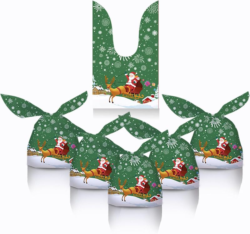 Photo 1 of 50 Pcs Christmas Candy Bags Xmas Treat Bags Cute Cookie Bags 9x5.5 Inch Plastic Bag for Gift, Goodie, Snake or Party Favors Christmas 