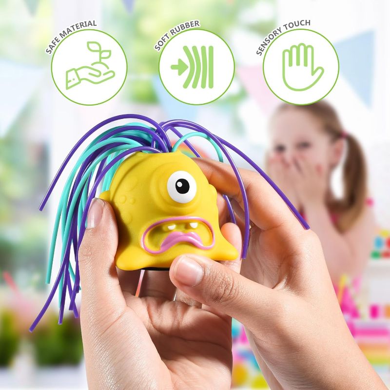 Photo 1 of  Yellow Fatidge Toys Stress Relief and Anti Anxiety Toys,Fun Hair Pulling Fidget Screaming Monster Toys,Different Screams Made by Hair Pulling, for 3 4 5 6 7+ Kids Boys and Girls
