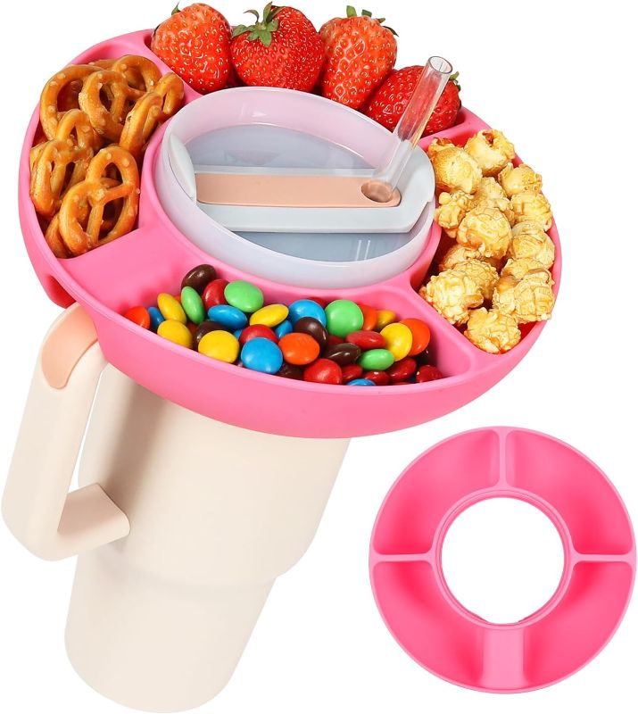 Photo 1 of 1pc---Shintop Snack Tray for Stanley Cup 40 oz with Handle, Silicone Snack Bowl Compatible with Stanley Tumbler Accessories Reusable Snack Ring 4 Compartment...
