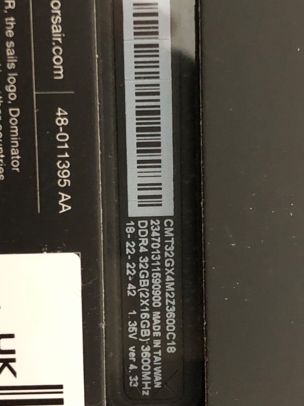 Photo 3 of Corsair Dominator Platinum RGB 16 GB (Pack of 2), Total 32 GB, DDR4 3600 (PC4-28800) C18 1.35V AMD Optimised Memory- Black 3600 MHz 16 GB (Pack of 2) Black
