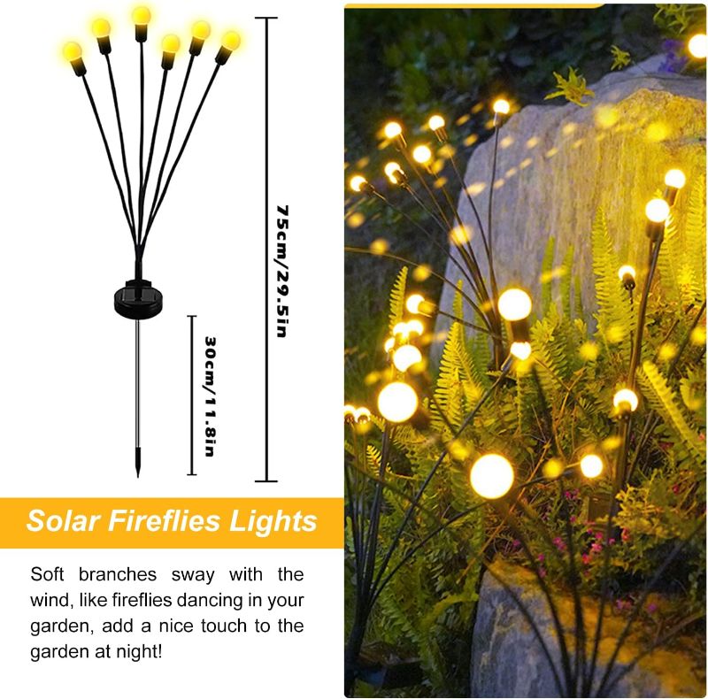 Photo 1 of 2pcs  Solar Garden Lights, Upgraded Solar Outdoor Lights Waterproof, Firefly Garden Lights with Flexible Branches, Swaying by Wind, Solar Lights for Outside for Yard Patio Pathway Garden Decor, 
