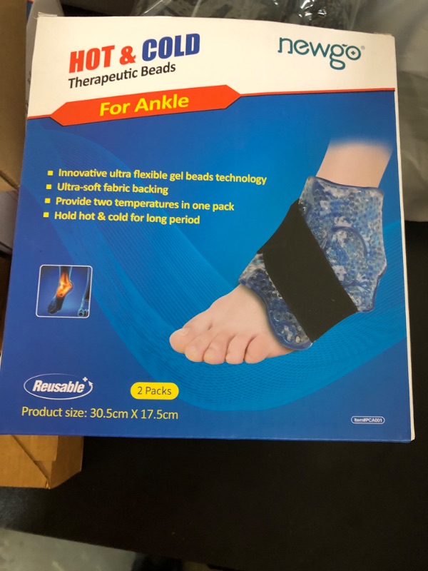 Photo 2 of NEWGO Ankle Ice Pack for Injuries Reusable, 2 Pack Ankle Cold Pack Flexible Ice Pack for Ankle Surgery Recovery, Ankle Swelling, Foot Injuries, Plantar Fasciitis, Achilles Tendonitis (Blue) Blue-2pack