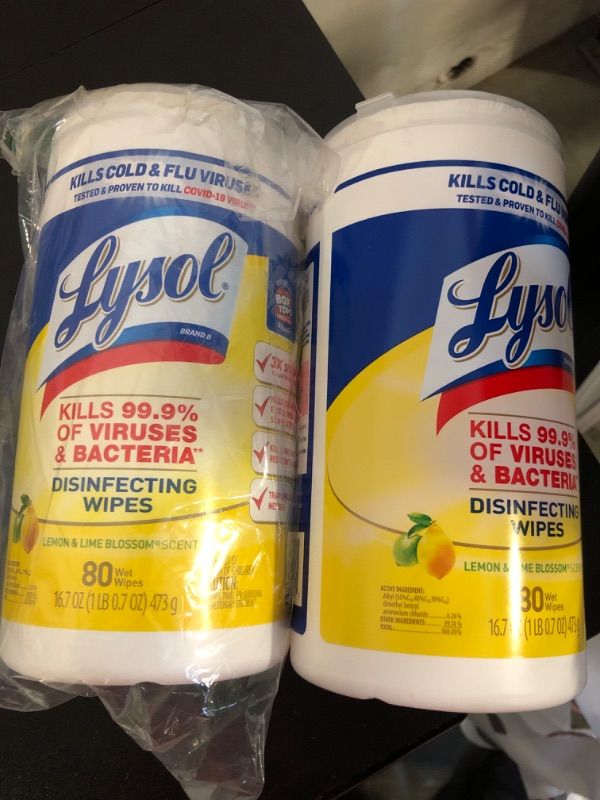 Photo 2 of Lysol Disinfectant Wipes, Multi-Surface Antibacterial Cleaning Wipes, For Disinfecting and Cleaning, Lemon and Lime Blossom, 80 Count (Pack of 2)