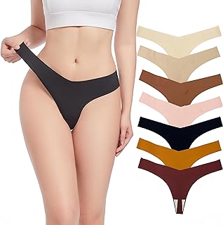 Photo 1 of ASEXETIC Women’s Seamless Underwear Thongs - No Show Ladies Panties, 7 Pack Breathable Stretch V Waist Bikini Panties https://a.co/d/charFI0
