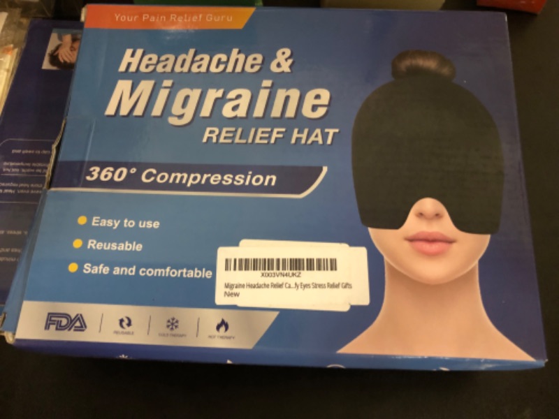Photo 2 of Migraine Headache Relief Cap Ice Pack Set, Migraine Relief Cap and Small Ice Packs (2 Packs), Hot/Cold Headache Relief Hat Cold Compress Cool Gel Head Wrap for Puffy Eyes Stress Relief Gifts