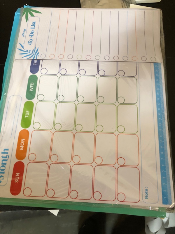Photo 1 of Extra-Thick Magnetic Calendar for Refrigerator Kit w/ 5 Markers & Eraser – Includes Monthly Planner & To-Do List Set – Multifunctional White board Dry Erase Calendar for Fridge, Wall & Desk Use