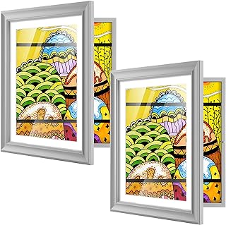 Photo 1 of Anozie 10x12.5 Kids Art Frames for Kids Artwork Frames Changeable Front Opening Glass, Display 8.5x11 with Mat or 10x12.5 Without Mat for Kids Drawings, Schoolwork, Hanging Art, Crafts (2 Pack-Grey) Grey 10x12.5-2P