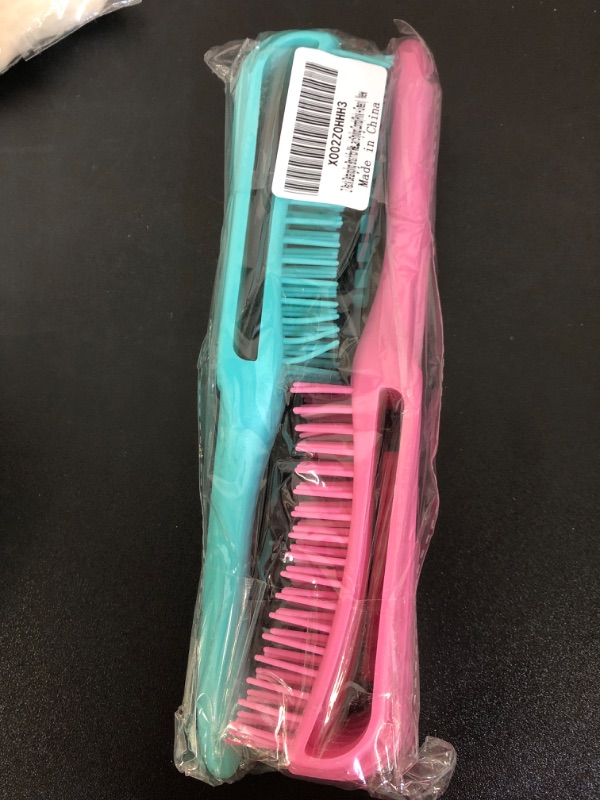 Photo 1 of 2 Pack Detangling Brush for Wet Dry Curly Thick Natural Long Hair for Hair Textured 3a to 4c Anti Static Hair Styling Comb(Pink + Green)