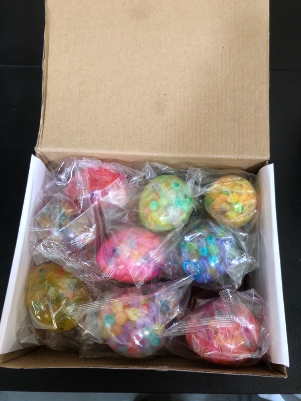Photo 2 of JOYIN 18pcs Multicolor Easter Eggs Stress Ball, Easter Balls Filled, Stress Balls Easter Egg Fillers,Easter Games Basket Stuffers, Classroom Prize Gifts