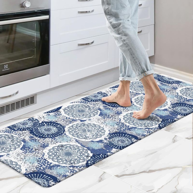 Photo 1 of Anti Fatigue Kitchen Rug, Non Slip Kitchen Mats for Floor Cushioned Kitchen Rugs and Mats, Bohemian Decor Standing Mat for Kitchen Office Laundry Room 17.3 * 47 Inches
 