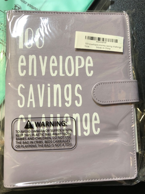 Photo 2 of 100 Envelopes Money Saving Challenge Binder, A5 Money Saving Challenge Budget Book with Cash Envelopes to Save $5,050 Purple