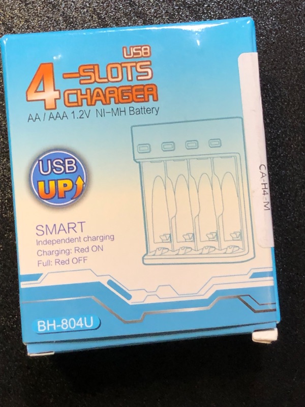 Photo 2 of 4 Bay AA AAA Battery Charger, USB High-Speed Charging, Independent Slot, for 1.2V Ni-MH Ni-CD Rechargeable Batteries, No Adapter