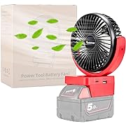 Photo 1 of Rozlchar Portable Cordless Fan For Milwaukee M18 18V Battery, Work for M18 48-11-1860, 48-11-1850, Brushless Motor With USB A+C Fast Charging For Camping Workshop and Construction Site(No Battery)