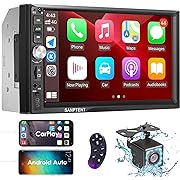 Photo 1 of Double Din Car Stereo Radio Compatible with Apple Carplay and Android Auto, 7-Inch HD Touchscreen with Voice Control, Mirror Link, Backup Camera, Steering Wheel, Bluetooth, AM/FM, USB/TF/AUX Port