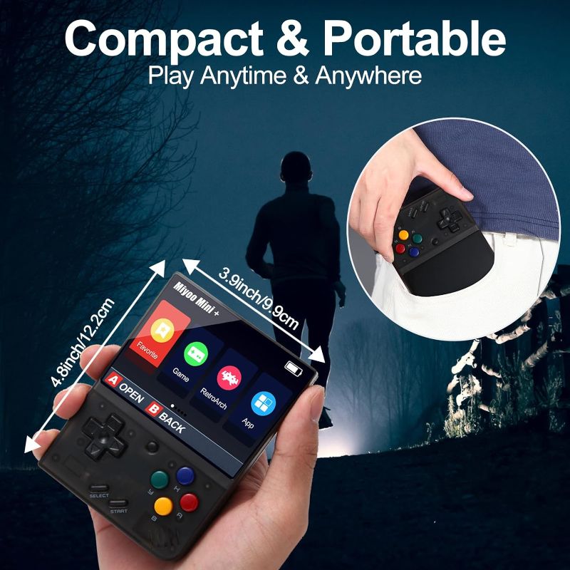 Photo 1 of Miyoo Mini Plus Handheld Game Console with Storage Bag, 3.5 Inch Open Source Retro Game Console, Built in 64G TF Card & 10000+ Classic Games, Support WiFi