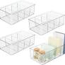 Photo 1 of mDesign Plastic 4-Section Office Storage Organizer Bin for Desk, Cabinet, Drawer, or Closet - Desk Organizer or Drawer Organizer for Pens, Pencils, or Sticky Notes - Ligne Collection - 4 Pack - Clear Set of 4