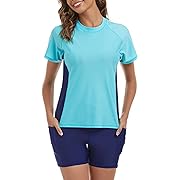 Photo 1 of Size  XL---Tournesol Women's Rash Guard 2 Piece Short Sleeve Swim Shirt with Shorts Swimsuit with Bra Bathing Suit Plus Size with Pocket