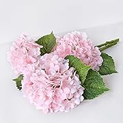 Photo 1 of ZYTUYO Pink Hydrangea Artificial Flower 3 PCS 21in Real Touch Large Hand Feel Moisturizing Latex Flower Head with Long Stem for Wedding Decor Home Floral