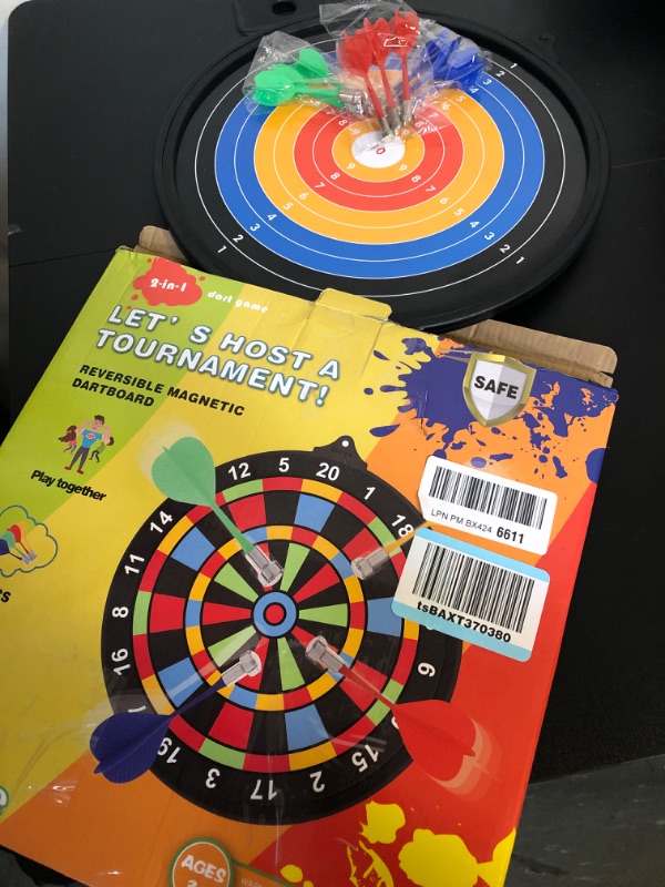 Photo 2 of Magnetic Dart Board w/ 12 Darts, Kids Dartboard Gifts, Safe Indoor Outdoor Games for Kids 8-12, Teen Gifts for 6 7 8 9 10 11 12 13 14 Year Old