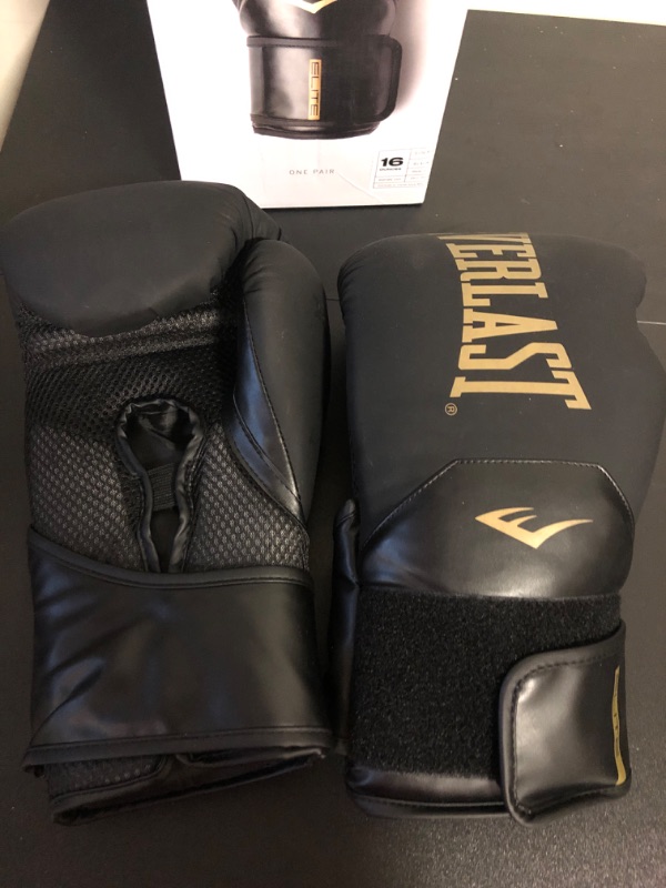 Photo 2 of Everlast Elite 2 Boxing Gloves 16oz Black/Gold