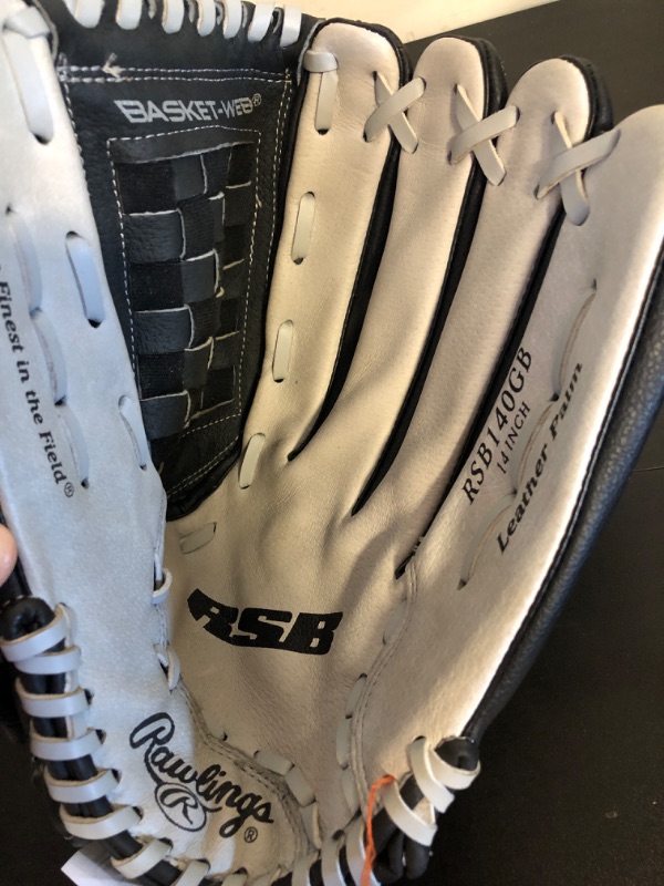 Photo 2 of Rawlings | RSB Slowpitch Softball Glove Series | Multiple Styles Right Hand Throw 14 inch - Basket Web Black/Gray
