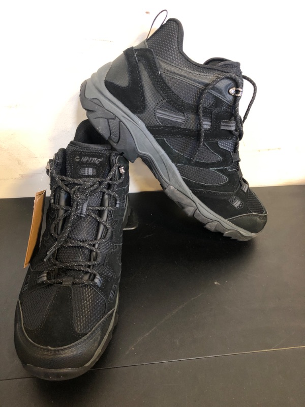 Photo 1 of Size 12---Hi-Tec Men's Ravus Mid Black Hiking Trail Outdoor Boots Shoes Sneakers-Black