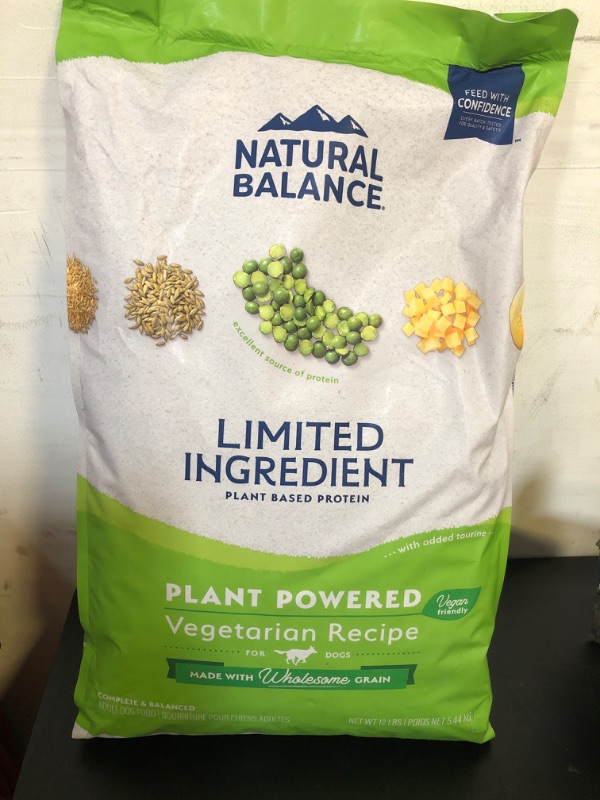 Photo 2 of exp date 11/2024--Natural Balance Limited Ingredient Adult Dry Dog Food with Vegan Plant Based Protein and Healthy Grains, Vegetarian Recipe, 12 Pound (Pack of 1)