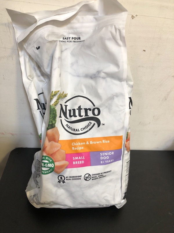 Photo 2 of exp date 08/2025--NUTRO NATURAL CHOICE Small Breed Senior Dry Dog Food, Chicken & Brown Rice Recipe Dog Kibble, 5 lb. Bag Small Breed - Senior 5 Pound (Pack of 1)