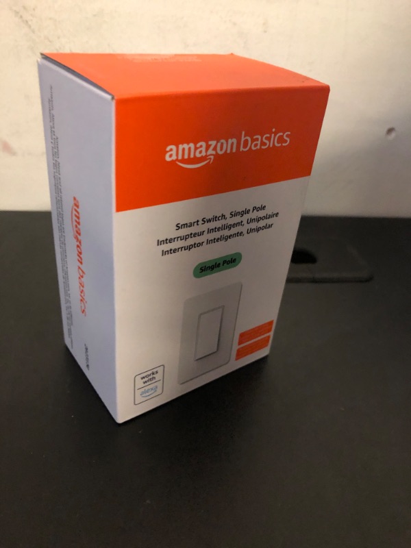 Photo 1 of Amazon Basics Single Pole Smart Switch, Neutral Wire Required, 2.4 Ghz WiFi, Works with Alexa Standalone Single Pole Switch
