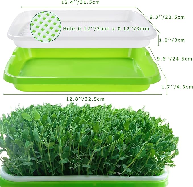 Photo 1 of MAOPINER Seed Sprouter Tray with Drain Holes | BPA Free Nursery Tray Seed Germination Tray Healthy Wheatgrass Seeds Grower & Storage Trays for Garden Home Office with Germinating Paper (10)