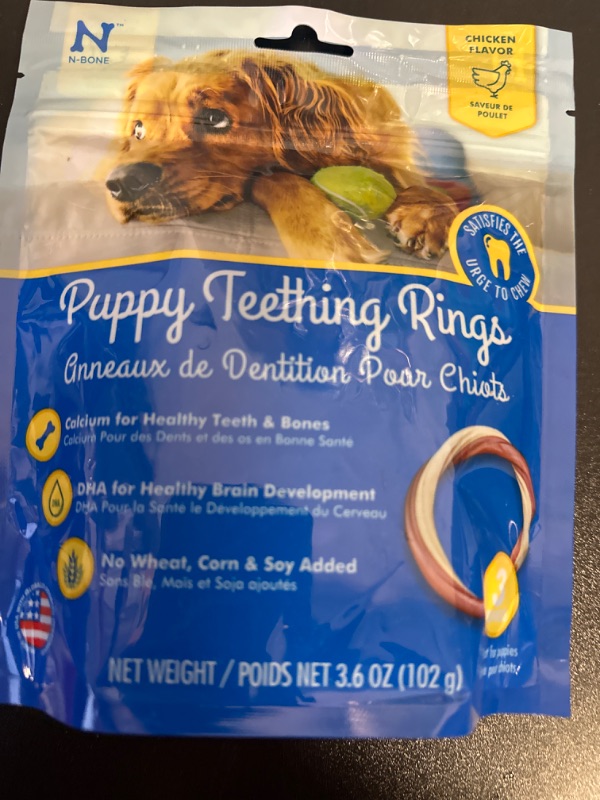 Photo 1 of exp date 02/2025--N-Bone 3-Rings Puppy Teething Ring, Chicken Flavor 3 Count (Pack of 1)
