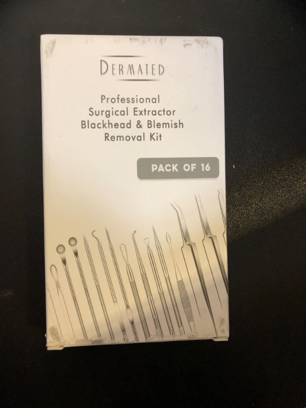 Photo 2 of Dermated [16 Pack] Blackhead Remover Tools Pimple Popper Tool Kit | Stainless Steel Professional Pimple Extractor Tool Kit for Blackheads, Blemish, Comdone, Acne, Zit, and Whiteheads for Face & Nose