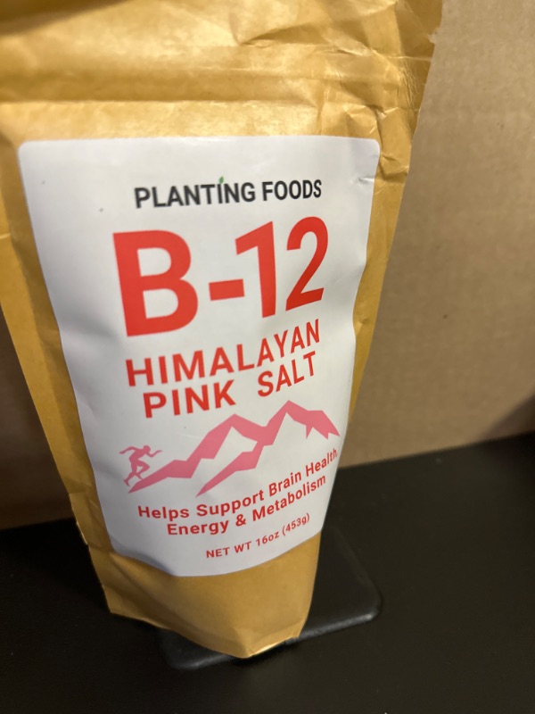 Photo 2 of Himalayan Pink Salt + Vitamin B12 | Fine Grain 1 lbs | Premium Organic Pure & Unrefined | Healthy Nutrient & Mineral Dense | Vegan | 11 Month Supply | (1 Pound Bag) Himalayan Salt + Vitamin B12