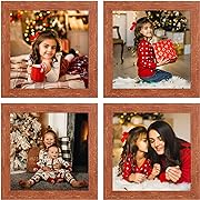 Photo 1 of Gaevuian 5x5 Picture Frames Square,Set of 4 Photo Frame Collage for Wall Hanging or Table Top Decor,Plexiglass,Rustic Wood