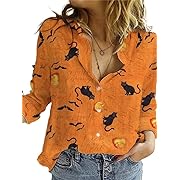Photo 1 of Size 2XL---Women Christmas Button Down Shirts Funny Xmas Tree Deer Graphic Casual V Neck Long Sleeve Tops Blouse