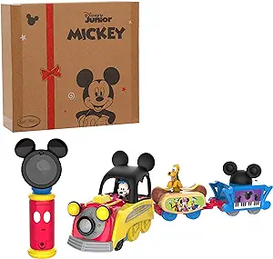 Photo 1 of Disney Junior Mickey Mouse Funhouse Light the Way Train, Musical Toy Train Set with Controller, Preschool, Officially Licensed Kids Toys for Ages 3 Up, Amazon Exclusive
