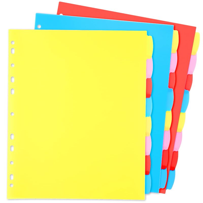 Photo 1 of WOT I Plastic 8-Tab Binder Dividers - 6 Sets, Write & Erase Big Tabs Dividers For 3 Ring Binder, Bright Multicolor, 48PCS 