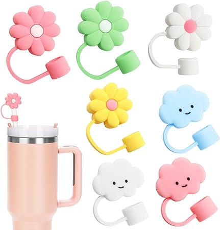 Photo 1 of  Straw Cover for Stanley 40&30 Oz Cup, 10mm Silicone Straw Covers Cap for Stanley Cup Accessories, Cute Cloud Flower Straw Topper for Tumblers, Straw Cap Stopper for Reusable Straws Tip Lids