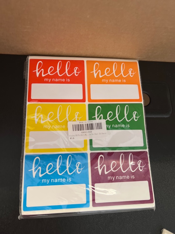 Photo 2 of 60 Pcs Hello My Name is Bright Stickers Colorful Trendy Name Badge Tags 3 × 2-1/2 Inch - 6 Color Per Sheet (10 Sheets) Style 2 60 Stickers