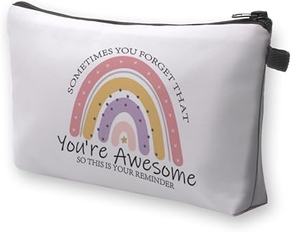 Photo 1 of Deanfun Small Makeup Case - Cute and Waterproof Cosmetic Bag for Women(Rainbow, Sometimes You Forget That You'Re Awesome, So This Is Your Reminder D5-56376)