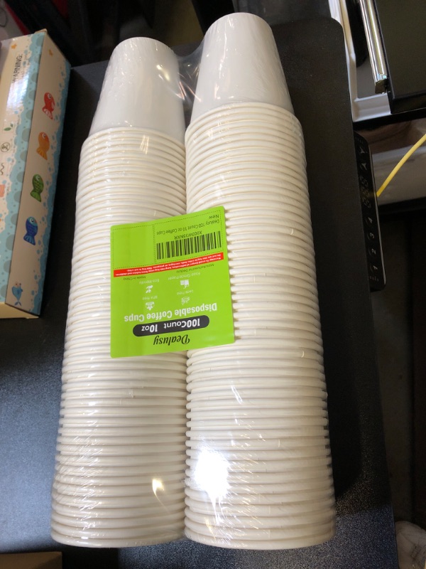 Photo 2 of 100 Count 10 oz Coffee Cups, Leak-Free Food Safe Paper Cups 10 oz, Hot Cups, Disposable Hot Coffee Cups 10oz 10 OZ 100 Count